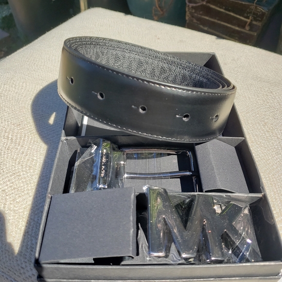 MICHAEL KORS 4 IN 1 MEN BELT BLACK LEATHER - Picture 2 of 7